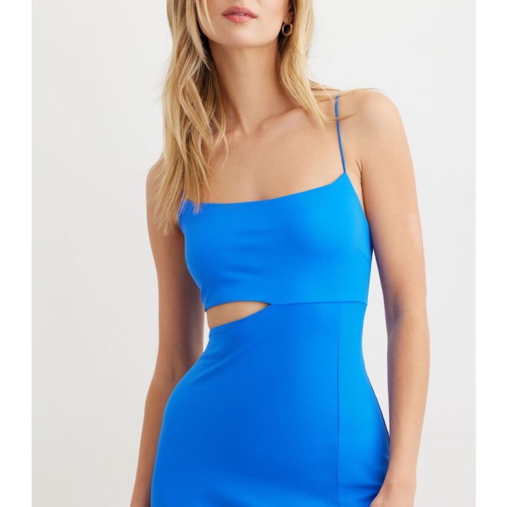 Dynamite Vibrant Blue Midi Dress with Slit - Picture 2 of 6
